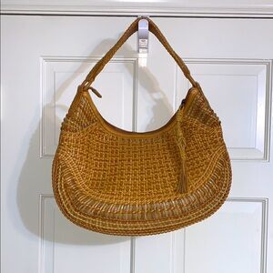 Cole Haan Tan Woven Leather Hobo Bag